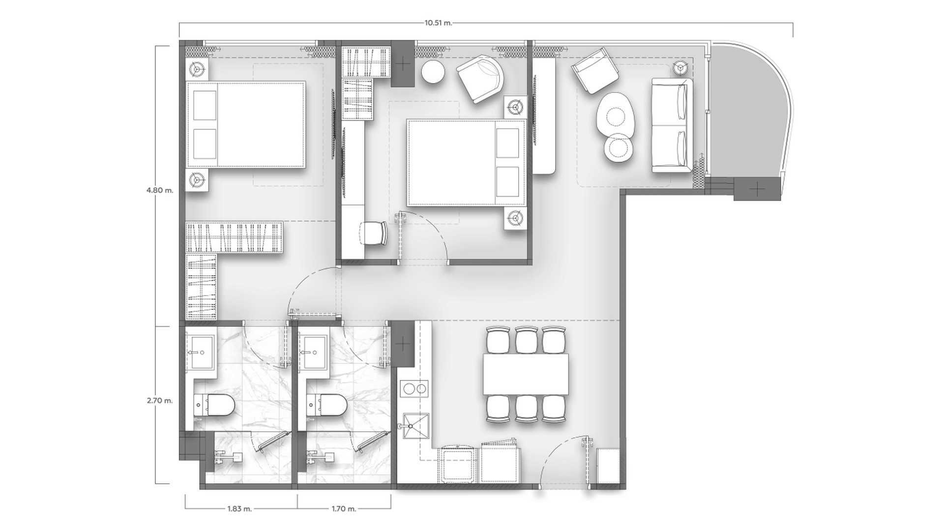 Property floor plan, 1 bedroom in Vibe Residence No. 11008