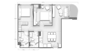 Property floor plan, 1 bedroom in Vibe Residence No. 11008