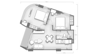 Apartment floor plan, 1 bedroom in Vibe Residence No. 11011