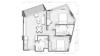 Property floor plan, 1 bedroom in Vibe Residence No. 11012